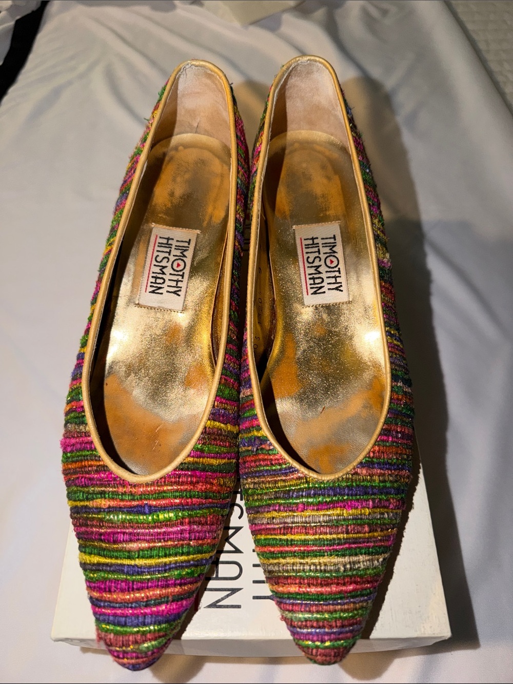 Timothy Hitsman Striped Multicolor Pointed in Pink, Green & Gold